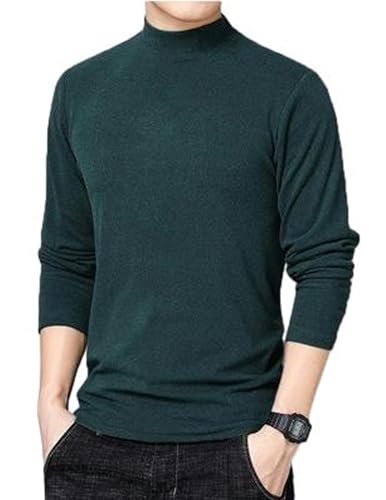 COOFANDY Herren Langarmshirt Stehkragen Pullover Halber Rollkragenpullover Männer Pullover Langarm Strickpullover Einfarbig Basic Turtleneck Langarmshirt Slim Fit Grün S von COOFANDY