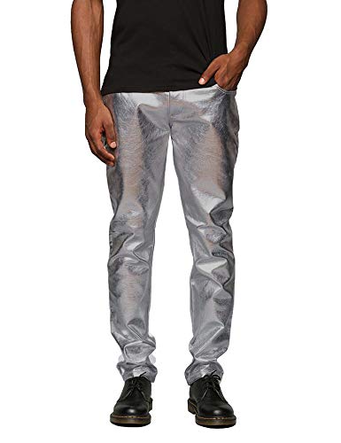 COOFANDY Herren Metallic glänzende Jeans Party Dance Disco Nachtclub Hose Straight Leg Hose von COOFANDY