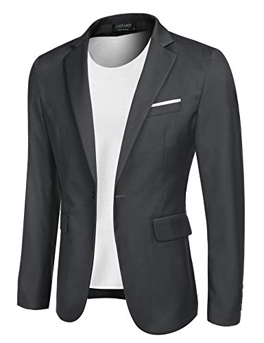 COOFANDY Herren Modern Sakko Sportlich Regular Fit Anzugjacke Casual Feierlichkeiten Blazer Grau M1 von COOFANDY