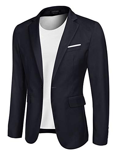 COOFANDY Herren Modern Sakko Sportlich Regular Fit Anzugjacke Casual Feierlichkeiten Blazer Marineblau S von COOFANDY