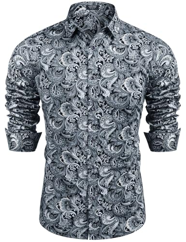 COOFANDY Herren Paisley Baumwolle Langarm Hemd Blumendruck Casual Retro Button Down Hemd, muster 2, XL COOFANDY Herren Paisley Baumwolle Langarm Hemd Blumendruck Casual Retro Button Down Hemd, muster 2, XL von COOFANDY