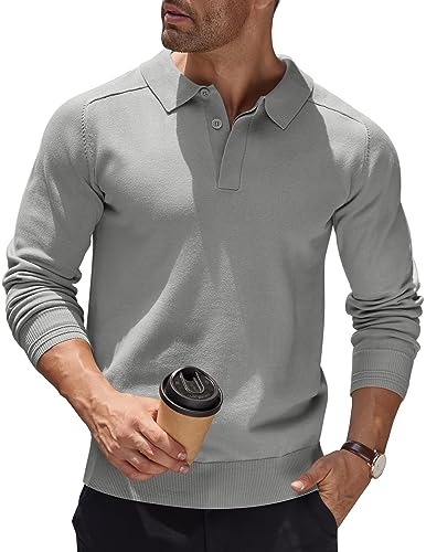 COOFANDY Herren Polo Pullover Strickpullover Poloshirt Herrenpullover Langarm Polohemd Pulli Polokragen Pullover Business Winterpullover mit Hemdkragen Sweater Sweatshirt Mittelgrau XL COOFANDY Herren Polo Pullover Strickpullover Poloshirt Herrenpullover Langarm Polohemd Pulli Polokragen Pullover Business Winterpullover mit Hemdkragen Sweater Sweatshirt Mittelgrau XL von COOFANDY