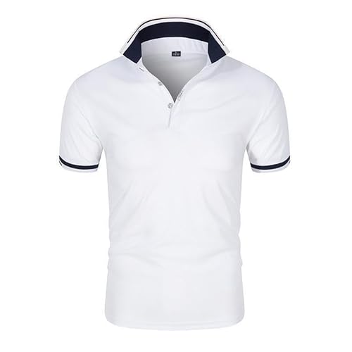 COOFANDY Herren Poloshirt Kurzarm Basic Sommer Golf Polo Hemden Weiß L von COOFANDY