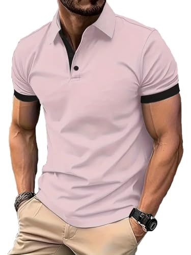 COOFANDY Herren Poloshirt Regular Fit Freizeit Polohemd Basic Sommer Golf Shirt Kontras Polokragen T-Shirt PAT18 XXL von COOFANDY