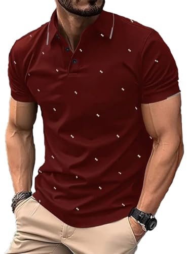 COOFANDY Herren Poloshirt Regular Fit Freizeit Polohemd Basic Sommer Golf Shirt Kontras Polokragen T-Shirt PAT36 XL von COOFANDY