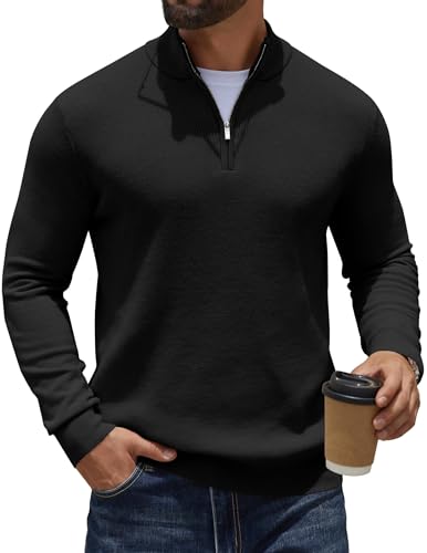 COOFANDY Herren Pullover 1/4 Zip Rollkragenpullover Slim Fit Strickpullover Herren Troyer mit Reißverschluss Pulli Sweater Warm Winterpullover Schwarz M COOFANDY Herren Pullover 1/4 Zip Rollkragenpullover Slim Fit Strickpullover Herren Troyer mit Reißverschluss Pulli Sweater Warm Winterpullover Schwarz M von COOFANDY