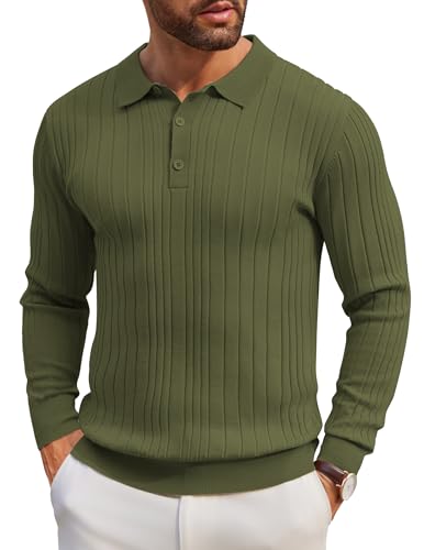 COOFANDY Herren Pullover Mit Polokragen Strick Polo Pullover Langarm Strickpullover Regular Fit Männer Pulli Winterpullover Basic Einfarbig Armeegrün XXL COOFANDY Herren Pullover Mit Polokragen Strick Polo Pullover Langarm Strickpullover Regular Fit Männer Pulli Winterpullover Basic Einfarbig Armeegrün XXL von COOFANDY