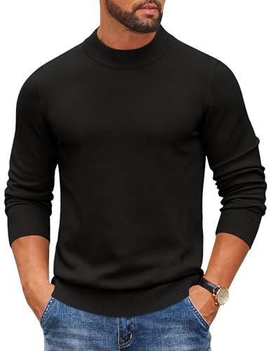 COOFANDY Herren Pullover Rundhals Langarm Rollkragenshirt Gestrickt Rollkragenpullover Mock Turtleneck Sweater Leicht Strickpullover Schwarz M COOFANDY Herren Pullover Rundhals Langarm Rollkragenshirt Gestrickt Rollkragenpullover Mock Turtleneck Sweater Leicht Strickpullover Schwarz M von COOFANDY