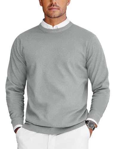 COOFANDY Herren Pullover Rundhals Strickpullover Langarm Herrenpullover Basic Feinstrick Sweater Business Pullover Ribbed Sommer Pulli Hellgrau XL COOFANDY Herren Pullover Rundhals Strickpullover Langarm Herrenpullover Basic Feinstrick Sweater Business Pullover Ribbed Sommer Pulli Hellgrau XL von COOFANDY