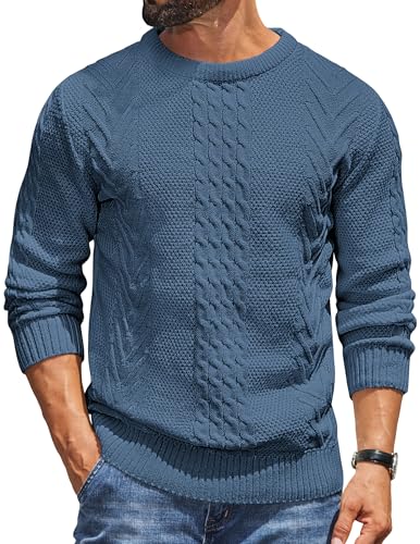COOFANDY Herren Pullover Rundhals Winterpullover Basic Strickpullover mit Rundhalsausschnitt Pulli Männer Graublau 3XL COOFANDY Herren Pullover Rundhals Winterpullover Basic Strickpullover mit Rundhalsausschnitt Pulli Männer Graublau 3XL von COOFANDY
