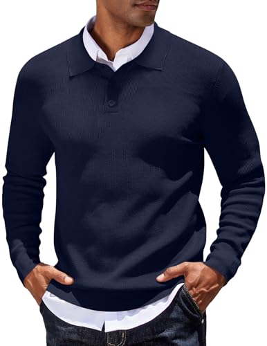COOFANDY Herren Pullover Strickpullover Mit Polokragen Pulii Männer Langarmshirt Knopfleiste Freizeit Basic Poloshirt Casual Sweater Polo Herrenpullover Blau-Lila L COOFANDY Herren Pullover Strickpullover Mit Polokragen Pulii Männer Langarmshirt Knopfleiste Freizeit Basic Poloshirt Casual Sweater Polo Herrenpullover Blau-Lila L von COOFANDY