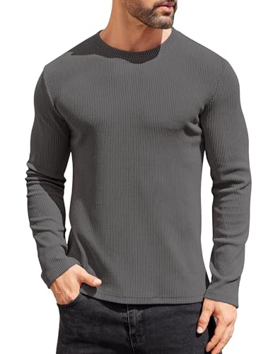 COOFANDY Herren Pullover Strickpullover mit Rundhals Slim Fit Casual Leicht Winterpullover Basic Männer Feinstrick Pullover Pulli von COOFANDY