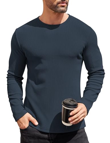 COOFANDY Herren Pullover Strickpullover mit Rundhals Slim Fit Casual Leicht Winterpullover Basic Männer Feinstrick Pullover Pulli von COOFANDY
