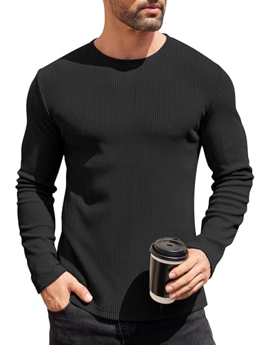 COOFANDY Herren Pullover Strickpullover mit Rundhals Slim Fit Casual Leicht Winterpullover Basic Männer Feinstrick Pullover Pulli von COOFANDY