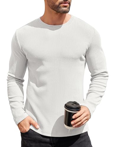 COOFANDY Herren Pullover Strickpullover mit Rundhals Slim Fit Casual Leicht Winterpullover Basic Männer Feinstrick Pullover Pulli von COOFANDY