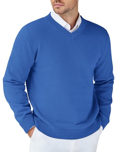 COOFANDY Herren Pullover V Ausschnitt Feinstrickpulli Langarm Strickpullover Männer Winterpulli Business Regular Fit Blau XL COOFANDY Herren Pullover V Ausschnitt Feinstrickpulli Langarm Strickpullover Männer Winterpulli Business Regular Fit Blau XL von COOFANDY