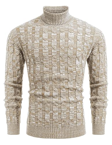 COOFANDY Herren Pullover Zopfmutser Rollkragenpullover Männer Strickpullover Feinstrick Herrenpullover Sweater Langarmshirt Pulli PAT10 XXL COOFANDY Herren Pullover Zopfmutser Rollkragenpullover Männer Strickpullover Feinstrick Herrenpullover Sweater Langarmshirt Pulli PAT10 XXL von COOFANDY