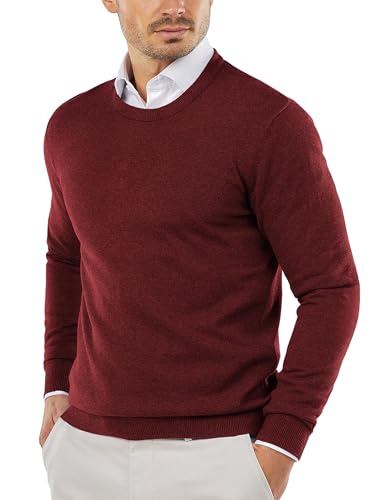 COOFANDY Herren Pullover mit Rundhalsausschnitt Business Leichte Sweatshirts Strickpullover für Casual oder Dressy Wear Weinrot 3XL von COOFANDY