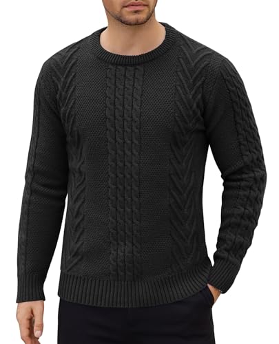 COOFANDY Herren Pullover mit Rundhalsausschnitt Männer Strickpullover Zopfmuster Pullover Winterpullover Herren Rundhals Langarm Pullover Schwarz M COOFANDY Herren Pullover mit Rundhalsausschnitt Männer Strickpullover Zopfmuster Pullover Winterpullover Herren Rundhals Langarm Pullover Schwarz M von COOFANDY