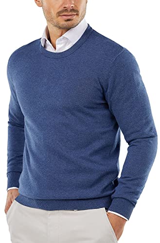 COOFANDY Basic Crewneck Pullover Herren Winter Leichter Sweatshirts Strickpullover Männer Langarmshirt Pulli Navyblau L von COOFANDY