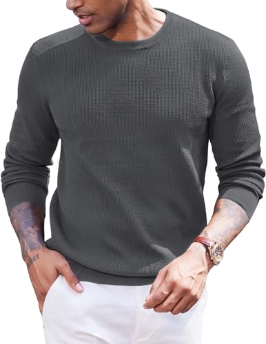 COOFANDY Herren Pullover mit Rundhalsausschnitt Strickpullover Langarm Herrenpullover Rundhals Winterpullover Knitted Pulli Männer Dunkelgrau M COOFANDY Herren Pullover mit Rundhalsausschnitt Strickpullover Langarm Herrenpullover Rundhals Winterpullover Knitted Pulli Männer Dunkelgrau M von COOFANDY