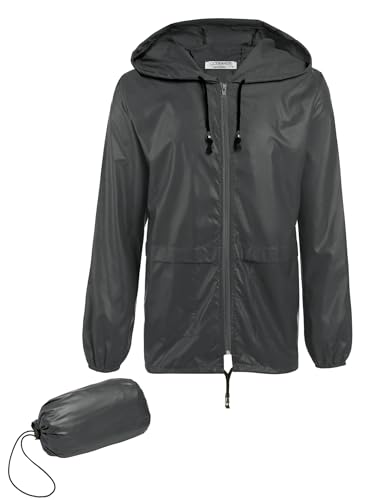 COOFANDY Herren Regenjacke Leicht Regen Jacke Wasserdicht Outdoorjacke Faltbare Regenmantel mit Kapuze Windbreaker Outdoor Dunkel Grau L COOFANDY Herren Regenjacke Leicht Regen Jacke Wasserdicht Outdoorjacke Faltbare Regenmantel mit Kapuze Windbreaker Outdoor Dunkel Grau L von COOFANDY