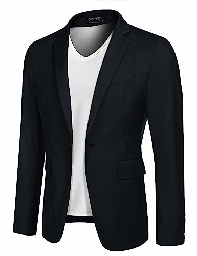 COOFANDY Herren Regular Fit Anzug Sakko 1 Knöpfe Anzugjacke Blazer Anzug Klassisch Jacke Herrensakko Lässig Dunkelblau L von COOFANDY