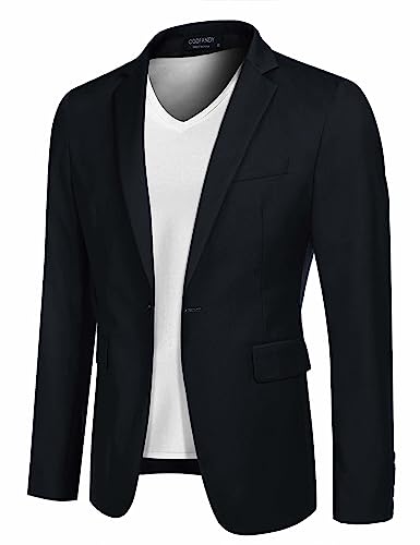 COOFANDY Herren Regular Fit Anzug Sakko 1 Knöpfe Anzugjacke Blazer Anzug Klassisch Jacke Herrensakko Lässig Dunkelblau XL von COOFANDY