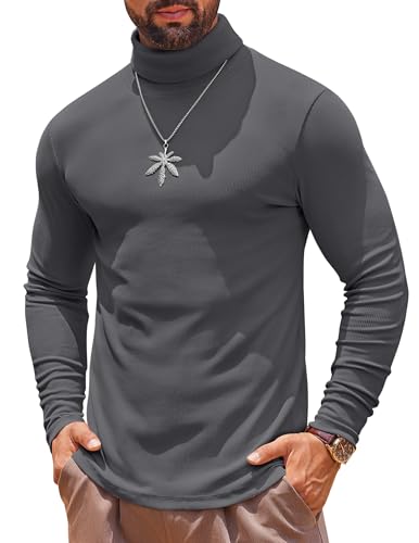 COOFANDY Herren Rollkragen Langarmshirt Basic Rollkragenpullover Longsleeve Turtleneck Pullover Elastisch Shirt Männer Grau M COOFANDY Herren Rollkragen Langarmshirt Basic Rollkragenpullover Longsleeve Turtleneck Pullover Elastisch Shirt Männer Grau M von COOFANDY