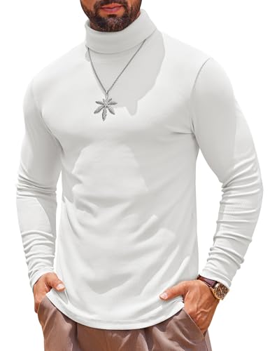 COOFANDY Herren Rollkragen Langarmshirt Basic Rollkragenpullover Longsleeve Turtleneck Pullover Elastisch Shirt Männer Weiß L COOFANDY Herren Rollkragen Langarmshirt Basic Rollkragenpullover Longsleeve Turtleneck Pullover Elastisch Shirt Männer Weiß L von COOFANDY