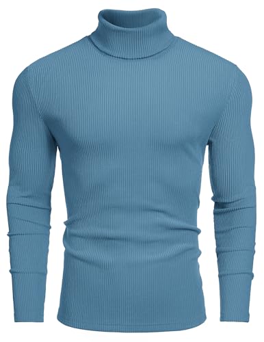 COOFANDY Herren Rollkragen Pullover Langarmshirt Turtleneck Longsleeve Winter Pulli Männer Slim Fit Tops Dunkelblau 3XL von COOFANDY