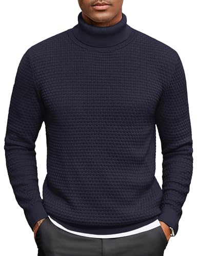 COOFANDY Herren Rollkragenpullover Winter Strickpullover Feinstrick Rollkragenshirt Pulli Sweater Navy Blau XXL COOFANDY Herren Rollkragenpullover Winter Strickpullover Feinstrick Rollkragenshirt Pulli Sweater Navy Blau XXL von COOFANDY