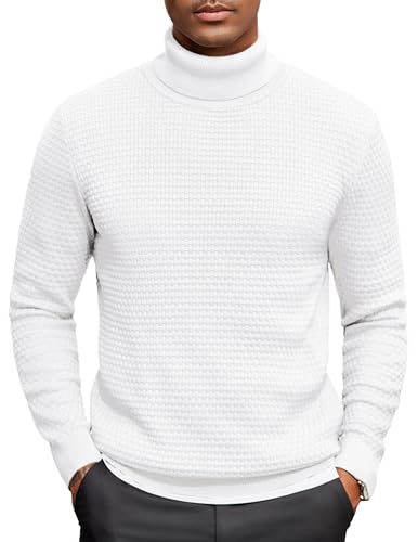 COOFANDY Herren Rollkragenpullover Winter Strickpullover Feinstrick Rollkragenshirt Pulli Sweater Weiß XL COOFANDY Herren Rollkragenpullover Winter Strickpullover Feinstrick Rollkragenshirt Pulli Sweater Weiß XL von COOFANDY