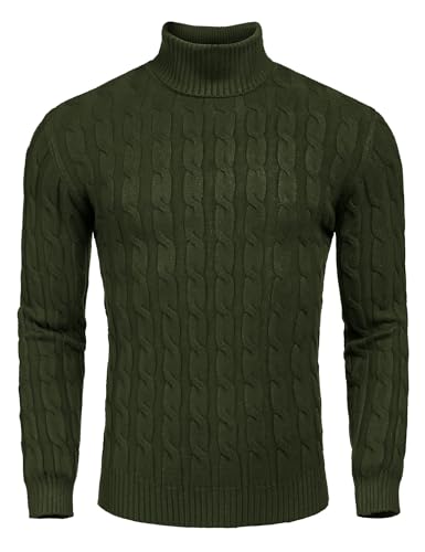 COOFANDY Herren Rollkragenpullover Zopf Strickpullover Sweater Rollkragen Pullover Langarm Männer Basic Sweater PAT3 XXL von COOFANDY