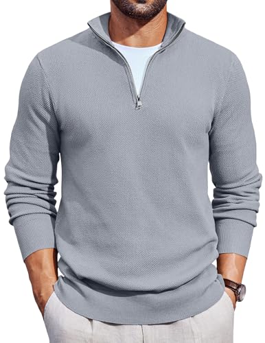 COOFANDY Herren Rollkragenpullover mit ViertelreißVerschluss Strickpullover Half Zip Pullover Regular Fit Arbeitspullover Casual Business Pullover Hellgrau L COOFANDY Herren Rollkragenpullover mit ViertelreißVerschluss Strickpullover Half Zip Pullover Regular Fit Arbeitspullover Casual Business Pullover Hellgrau L von COOFANDY