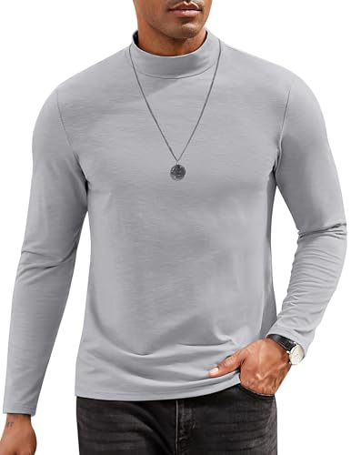 COOFANDY Herren Rollkragenshirt Langarm Dünne Rollkragenpullover Rollkragen Langarmshirt Männer Pullover Turtleneck Shirt Grau 3XL von COOFANDY