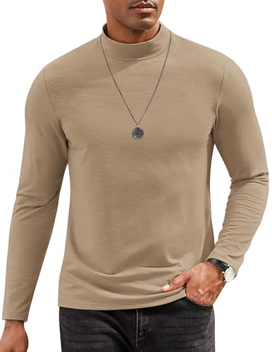 COOFANDY Herren Rollkragenshirt Langarm Dünne Rollkragenpullover Rollkragen Langarmshirt Männer Pullover Turtleneck Shirt Khaki 3XL von COOFANDY