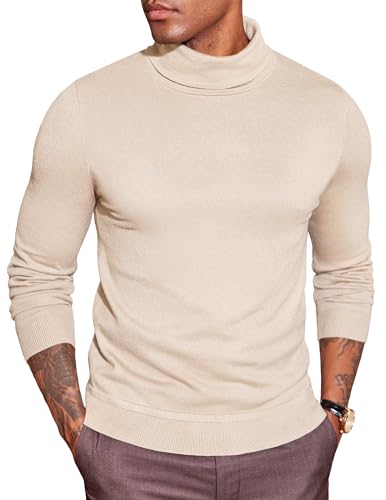 COOFANDY Herren Rollkragenshirt Leichter Rollkragenpullover Rolli Langarm Pullover Männer Rollkragenpulli Turtleneck Strickpullover Einfarbig Unterzieh von COOFANDY