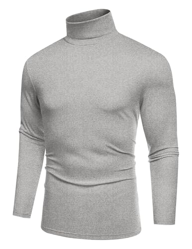 COOFANDY Herren Rollkragenshirt Rollkragenpullover Slim fit Rolli Langarm Unterziehshirt Leichter Pullover Rollkragenpulli Basic Longsleeve Hellgrau L von COOFANDY