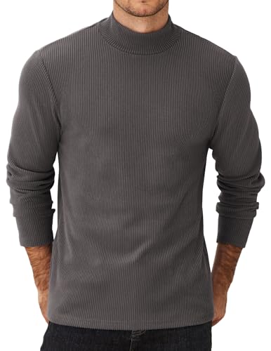 COOFANDY Herren Rollkragenshirt Thermounterhemd Longsleeve Unterziehrolli Warm Cord Langarmshirt Langarm-Oberteil Sweater Basic Tops Pullover Dunkelgrau-Rollkragen M von COOFANDY