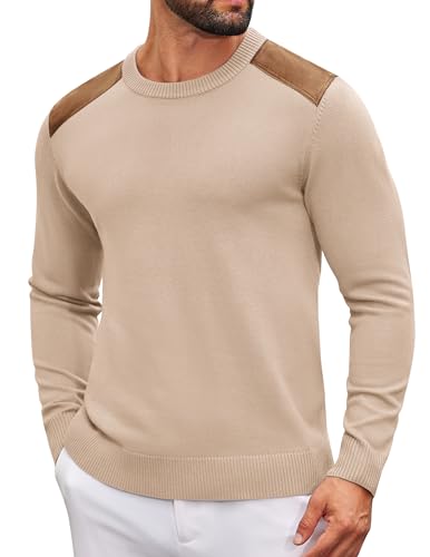 COOFANDY Herren Rundhalsausschnitt Pullover Langarm Männer Basic Casual Modischer Strickpullover Helles Khaki L COOFANDY Herren Rundhalsausschnitt Pullover Langarm Männer Basic Casual Modischer Strickpullover Helles Khaki L von COOFANDY