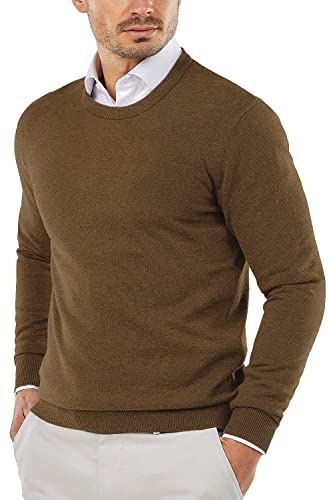 COOFANDY Herren Rundhalsausschnitt Pullover Slim Fit Leichte Sweatshirts Strickpullover für Freizeit oder elegante Kleidung, coffee, Mittel von COOFANDY