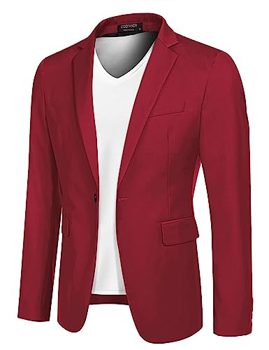 COOFANDY Herren Sakko Anzugjacke Sportlich Freizeit Blazer Jackett für Hochzeit & Business Herrensakko Klassisch Jacke Weinrot S von COOFANDY