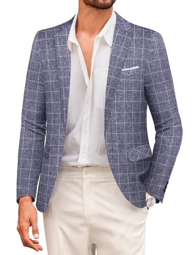 COOFANDY Herren Sakko Sportlich Modern Blazer Regular Fit Retro Anzugjacken 1 Knopf Jackett Kariert Mittelpurple XL von COOFANDY