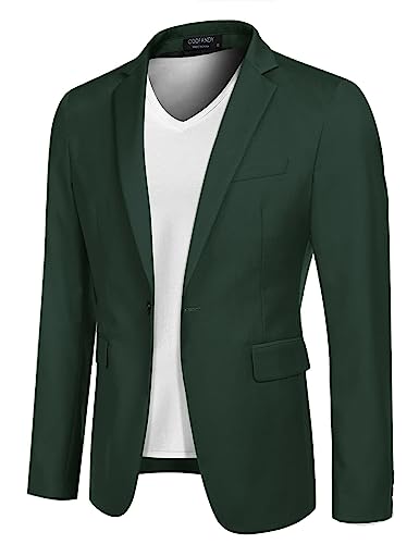 COOFANDY Herren Sakko Slim Fit Einfarbig Blazer Modern Anzugjacke für Hochzeit Party Abschluss Business Sakko Anzug-Jackett EIN Knopf Grün XL von COOFANDY