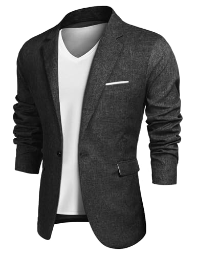 COOFANDY Herren Blazer Sportlich Sakko Regular Fit Leicht Jacke Anzug Lässig Anzugjacke für Herren Freizeit Schwarz M von COOFANDY