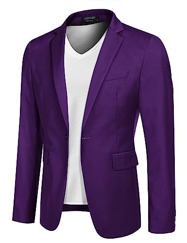 COOFANDY Herren Sakko Sportlich Freizeit Blazer Regular Fit Business Anzugjacke Anzug Lässig Modern Klassischer Jackett für Männer Lila XXL von COOFANDY