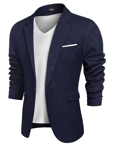 COOFANDY Herren Sakko Sportlich mit 1 Knopfn und Reverskragen Anzugjacke Slim Fit Leichter Blazer von COOFANDY