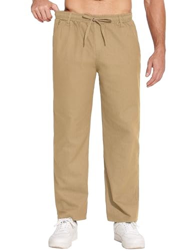 COOFANDY Herren Schlupfjeans Jeans mit Gummizug Straight Jeanshose Schlupfhose Baumwolle Hose Lang für Männer Lässige Hose Cargo Jeans Loose Fit Twill-Denim-Khaki 3XL von COOFANDY