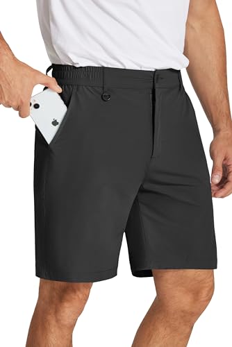 COOFANDY Herren Shorts Sommer-Golfshorts Anzugshorts Leichte Freizeithose mit 4 Taschen Schwarz S von COOFANDY